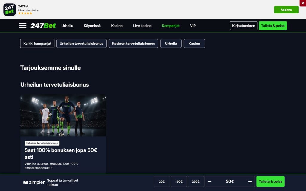 247Bet tarjoukset ja bonukset