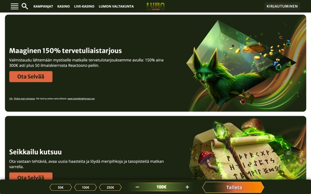 Lumo tarjoukset ja bonukset
