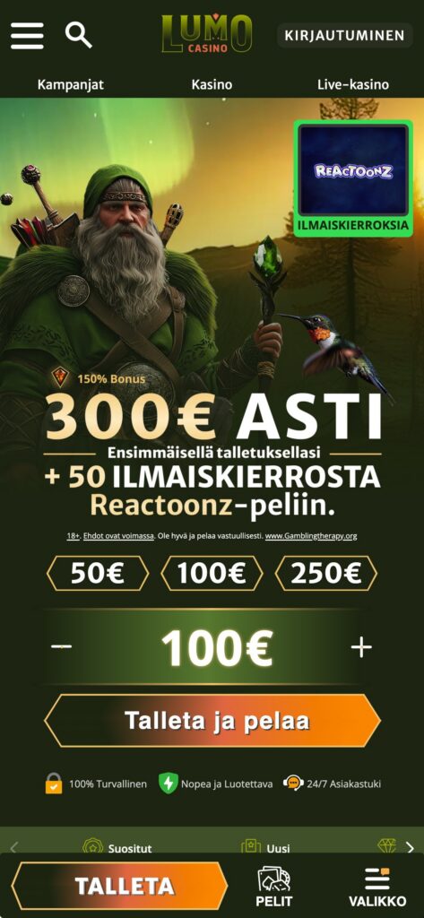 Lumo etusivu mobiilissa