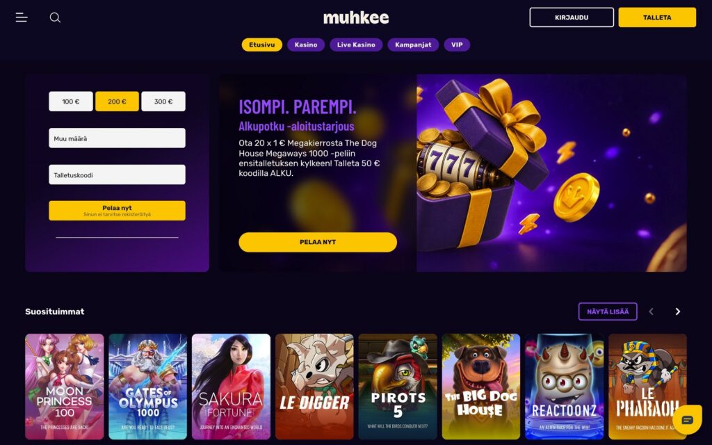 Muhkee etusivu ja yleiskuva