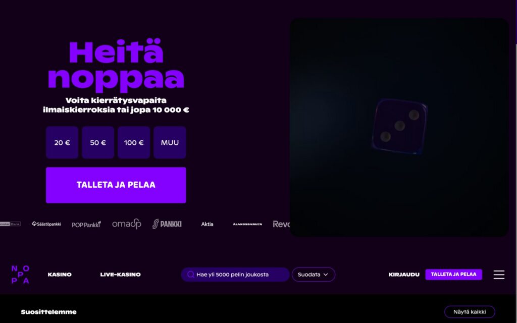 Noppa etusivu ja tarjous