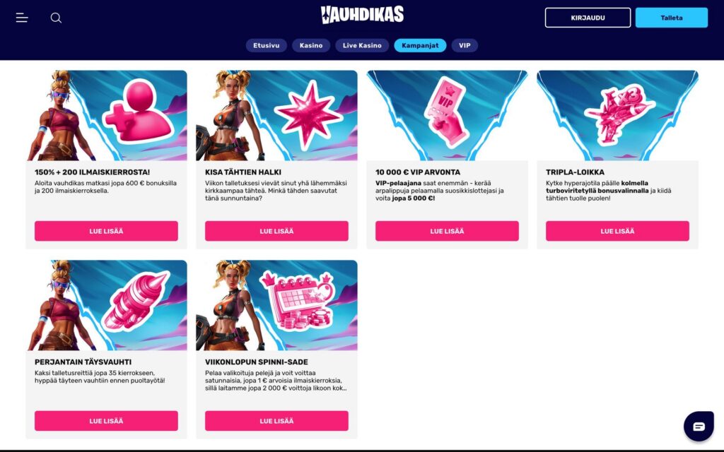 Vauhdikas tarjoukset ja bonukset