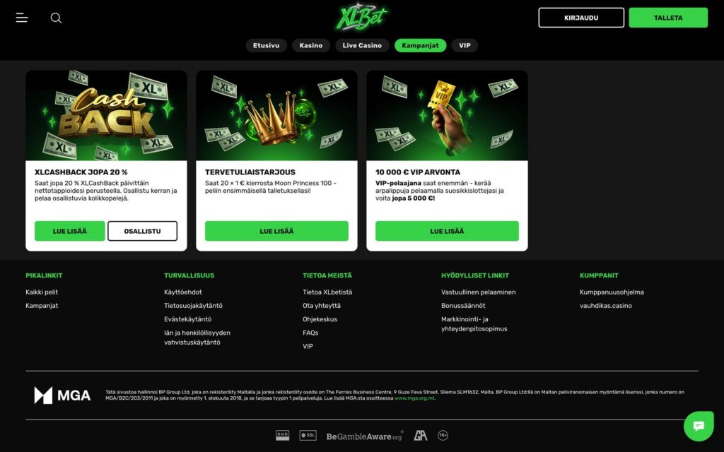 XLBet tarjoukset ja bonukset