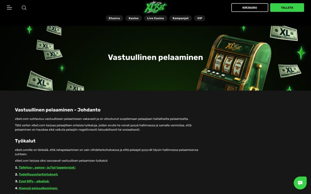 XLBet vastuullisen pelaamisen työkalut