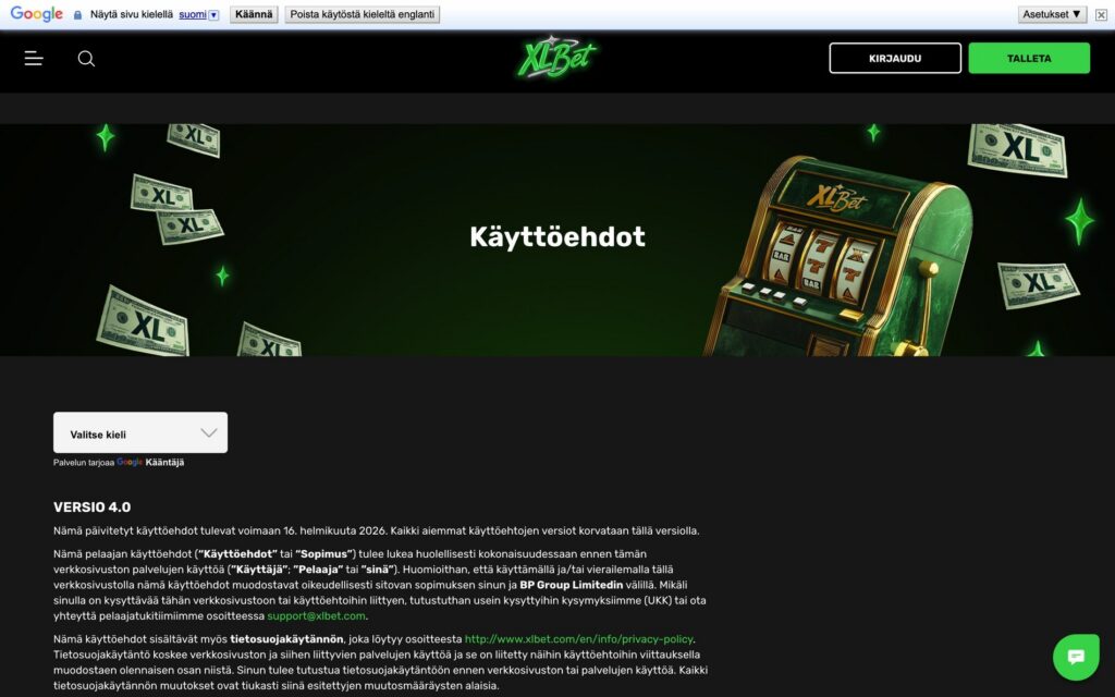 XLBet lisenssi ja ehdot