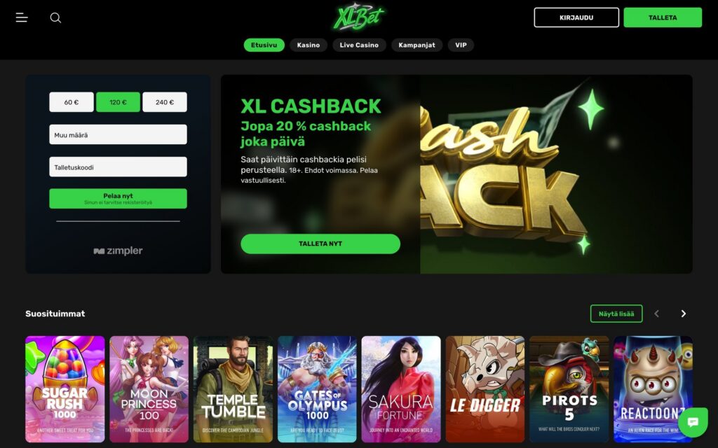 XLBet etusivu ja yleiskuva