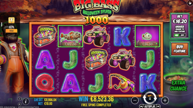 852.3x on Big Bass Halloween Splash 1000