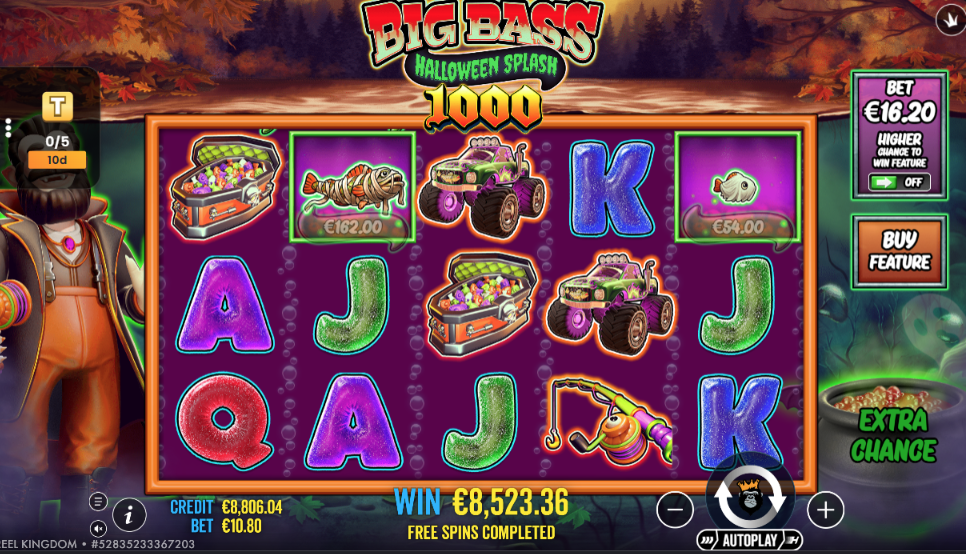 852.3x on Big Bass Halloween Splash 1000