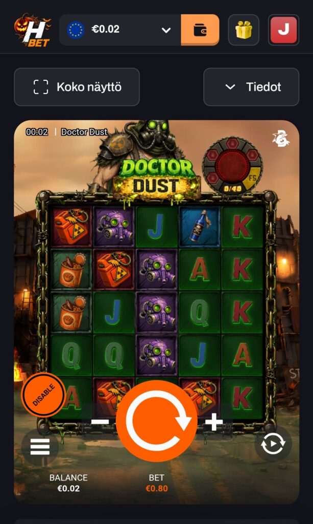 Screenshot of the session on Doctor Dust