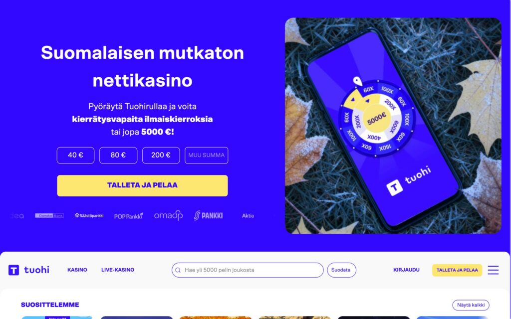 Tuohi etusivu ja tarjous